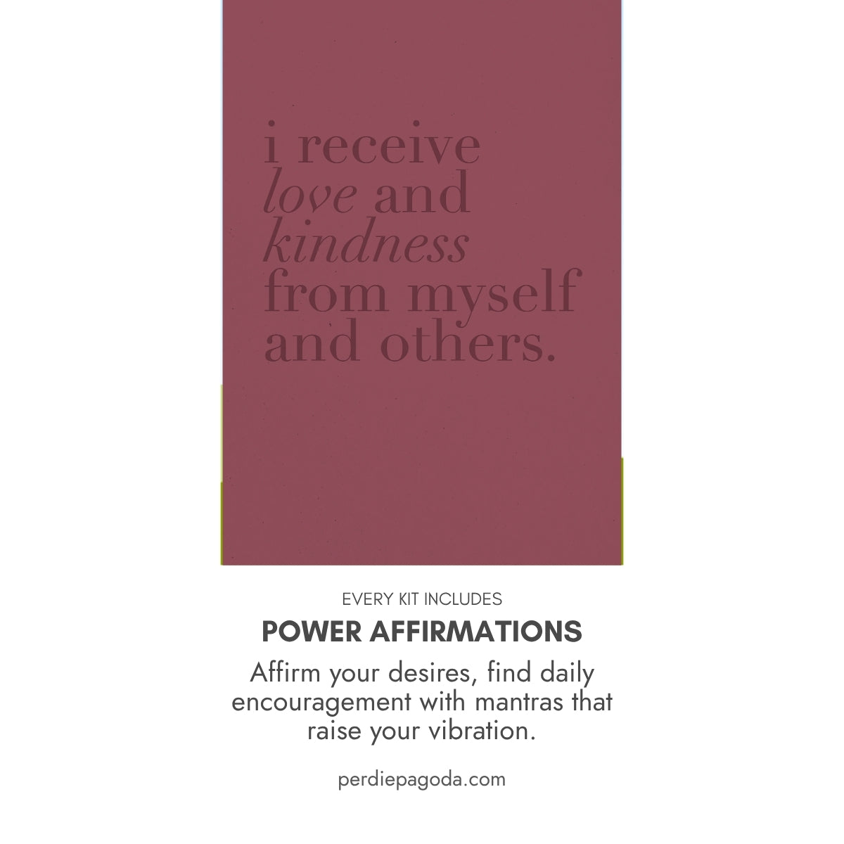 Self love affirmation reading “I receive love and kindness from myself and others,” designed for emotional healing, compassion, and healthy relationships.