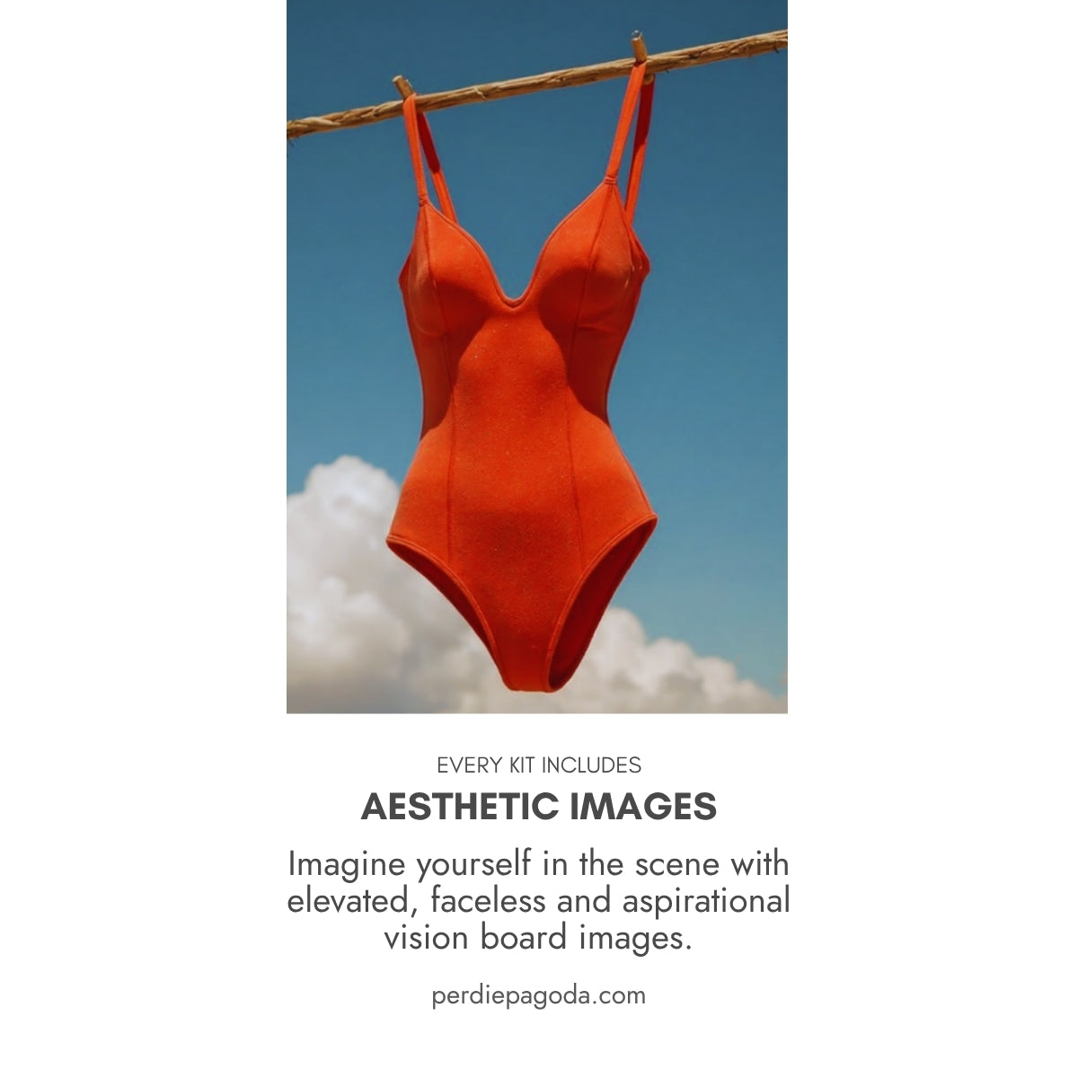 Body confidence and wellness inspiration featuring a bold swimsuit image paired with an empowering mindset message.