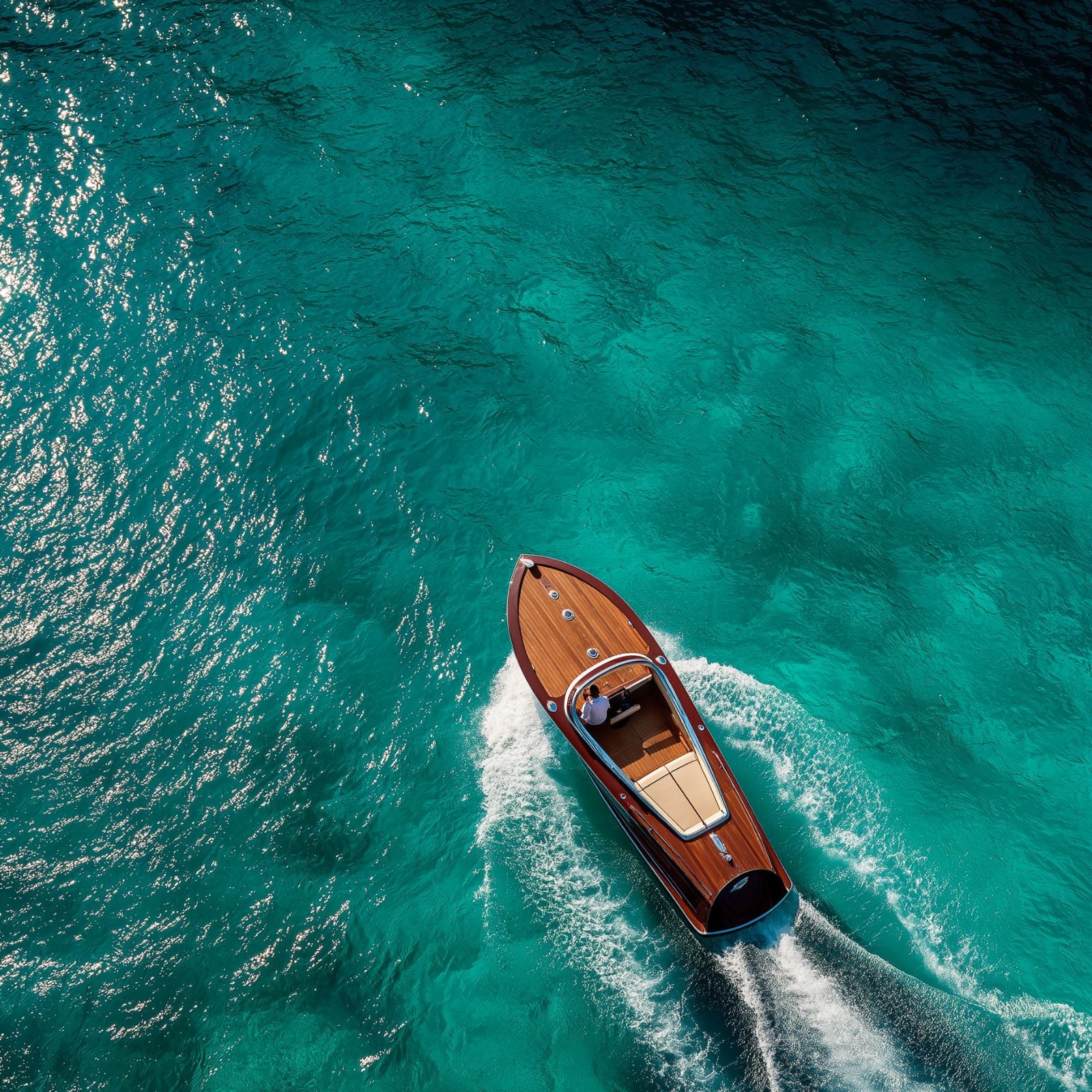 Luxury boat cruising on clear blue water representing travel goals, wealth mindset, and vision board lifestyle inspiration.