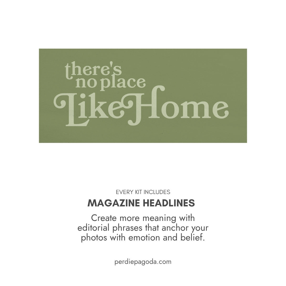 Magazine-style headline reading there’s no place like home, representing comfort, belonging, and homelife vision board themes.