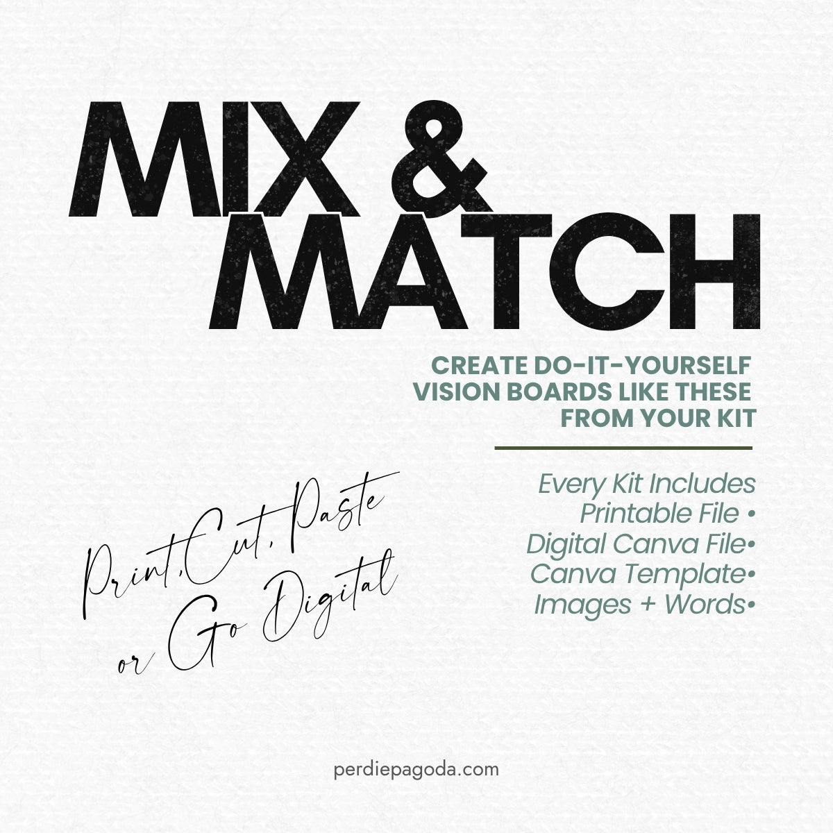 Travel and adventure vision board kit with mix and match images and words for creating a personalized travel, exploration, and freedom lifestyle vision board.