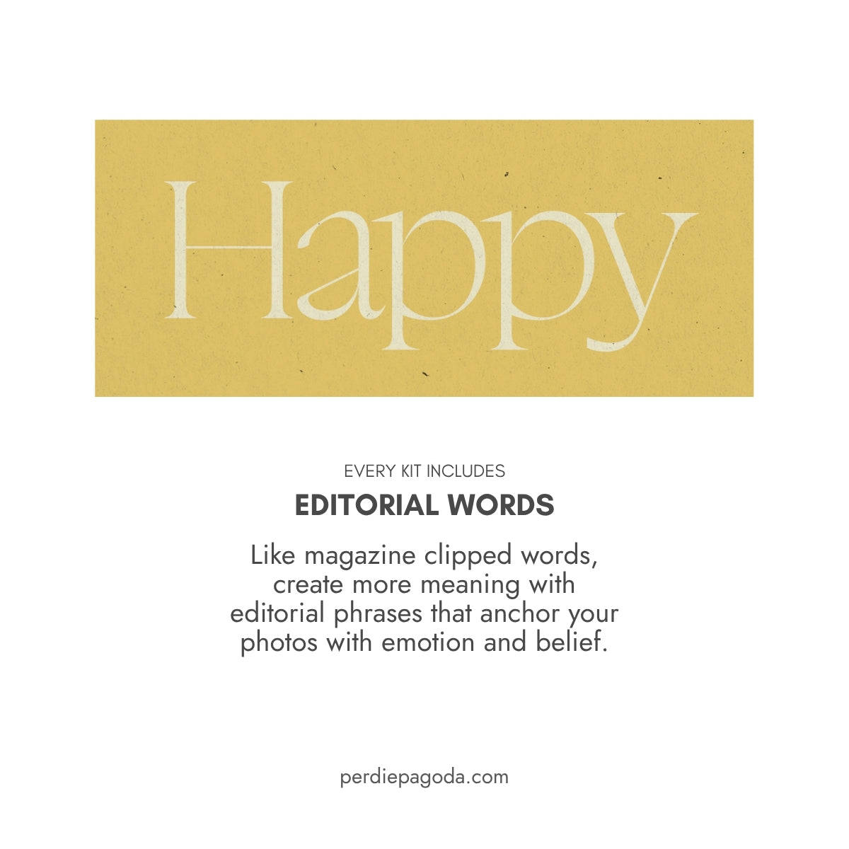 Minimal typographic affirmation featuring the word happy as a reminder of emotional well being and inner joy.