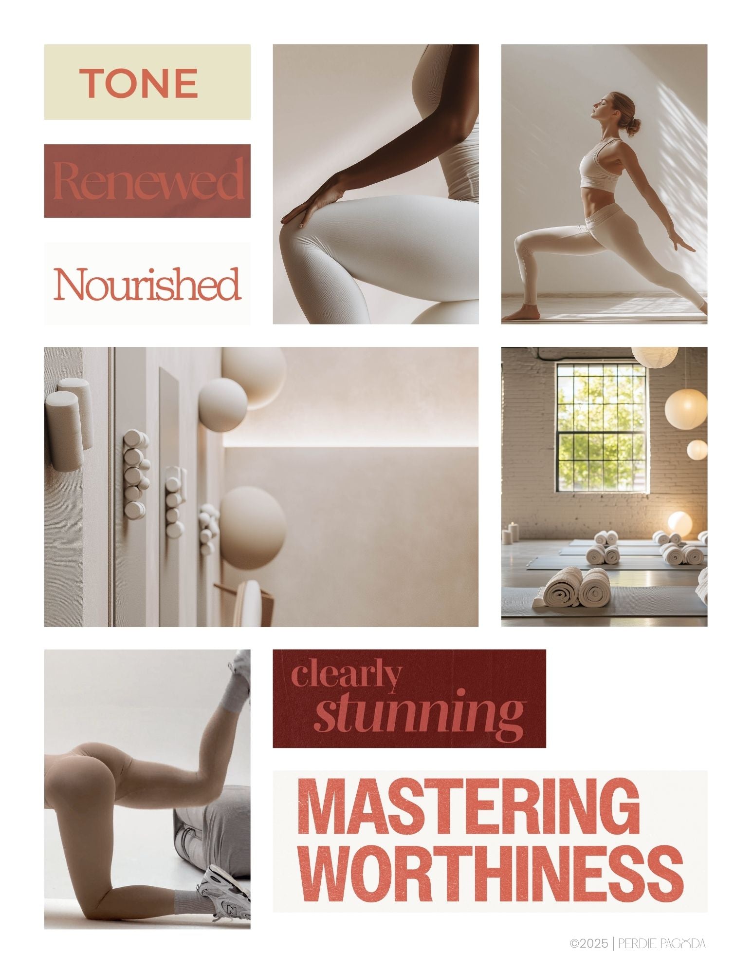 Preview video of the Health and Spirituality Volume Two vision board kit, showcasing aesthetic imagery, affirmations, and headlines centered on nourishment, movement, renewal, and inner alignment.