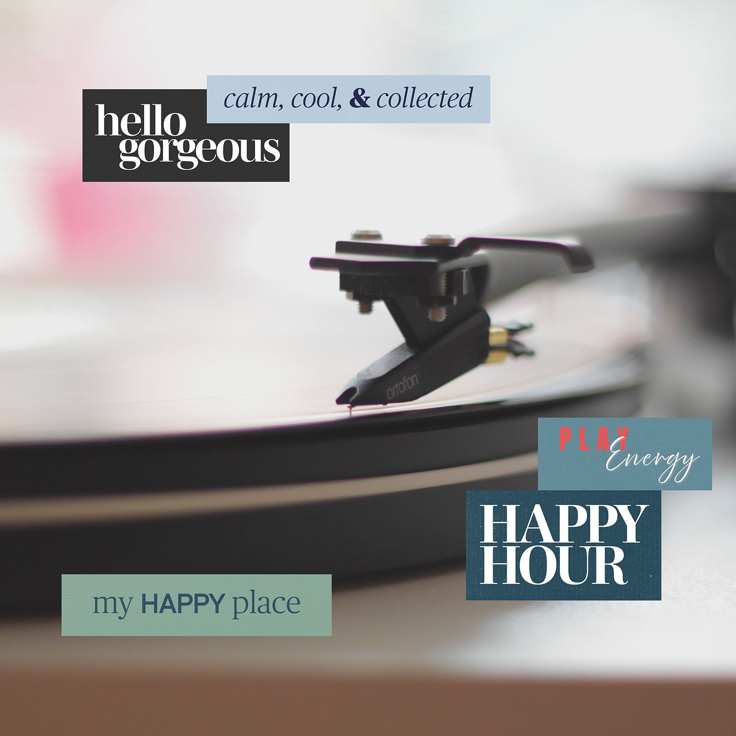 Record player playing music in a calm home setting representing hobbies, relaxation, creativity, and everyday home life.