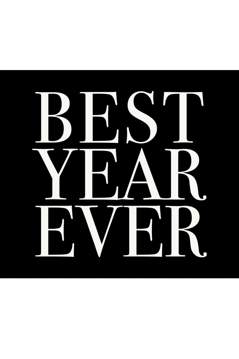 Magazine-style headline graphic reading “Best Year Ever” in bold white text on a black background, representing career success, financial wins, and aspirational goal setting.
