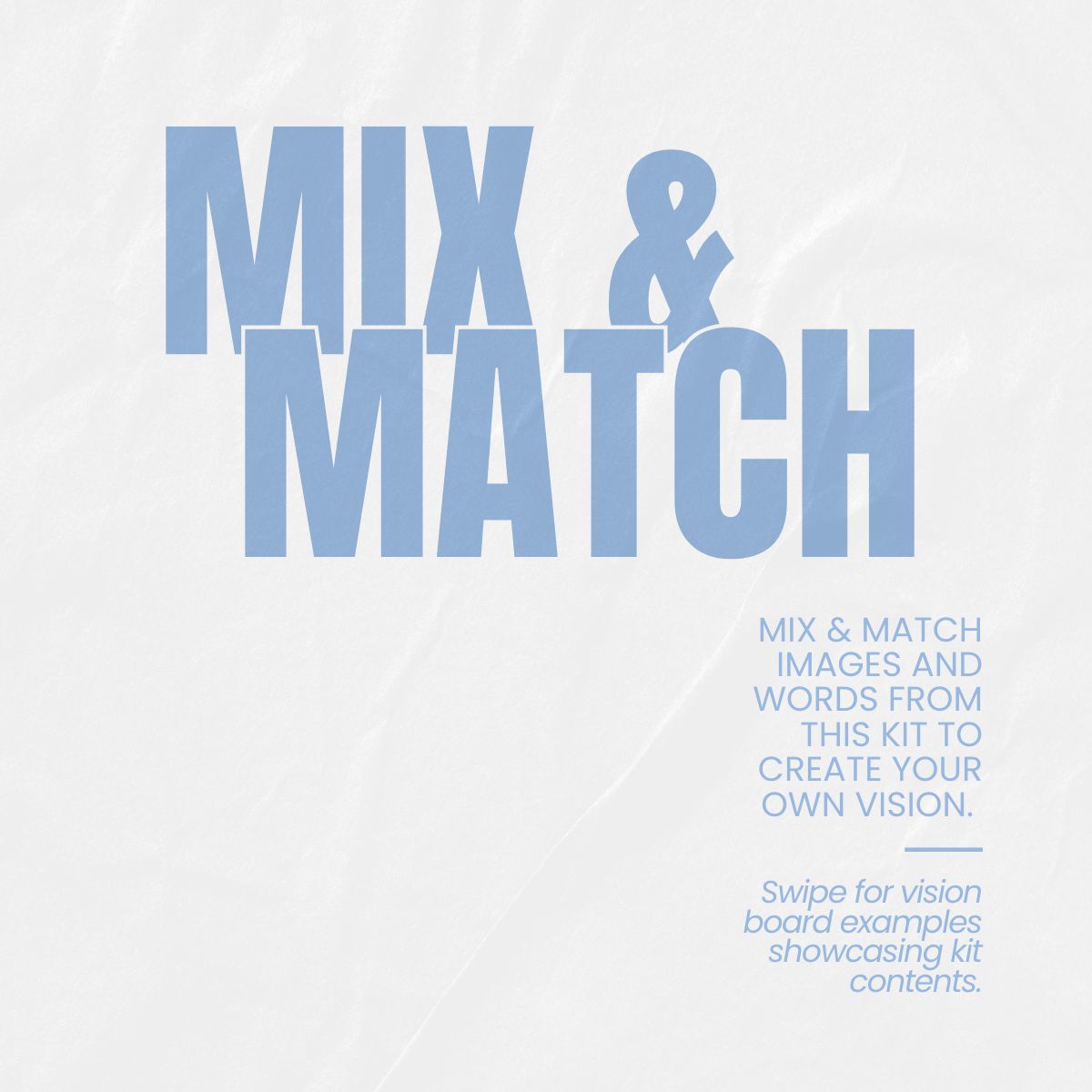 Money and Career Volume Two mix and match vision board kit page encouraging intentional combination of images and words to design a career and abundance focused vision board.