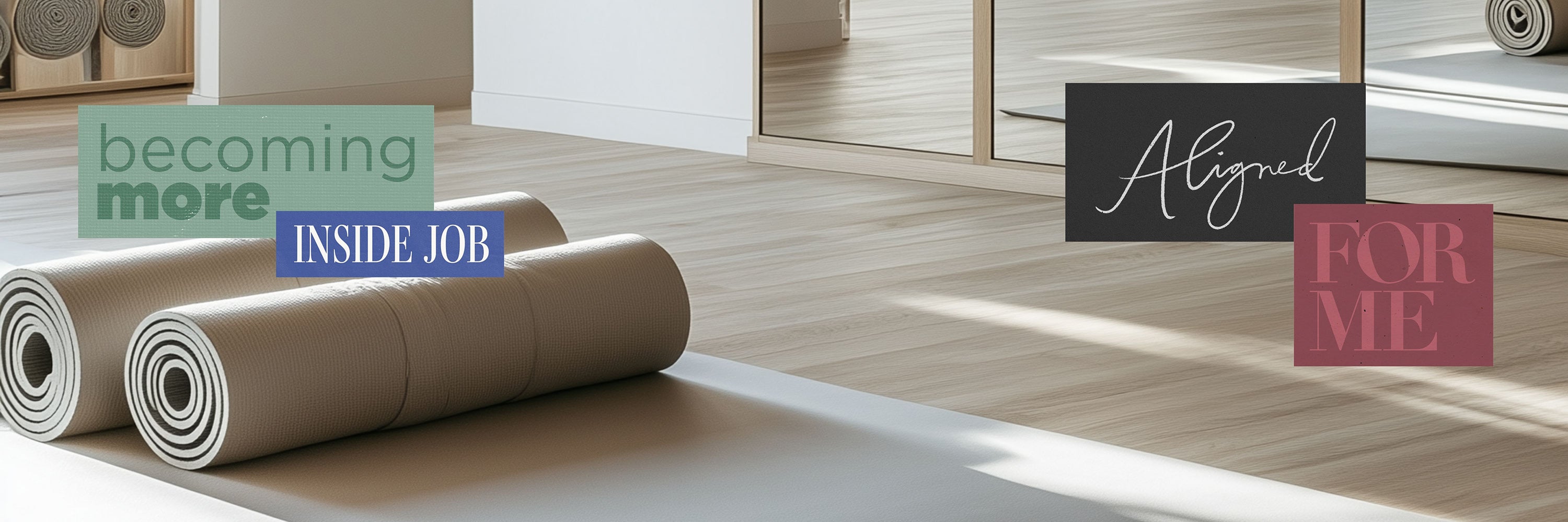 Calm workout studio with yoga mats and weights representing spiritual alignment, wellness routine, and inner peace.