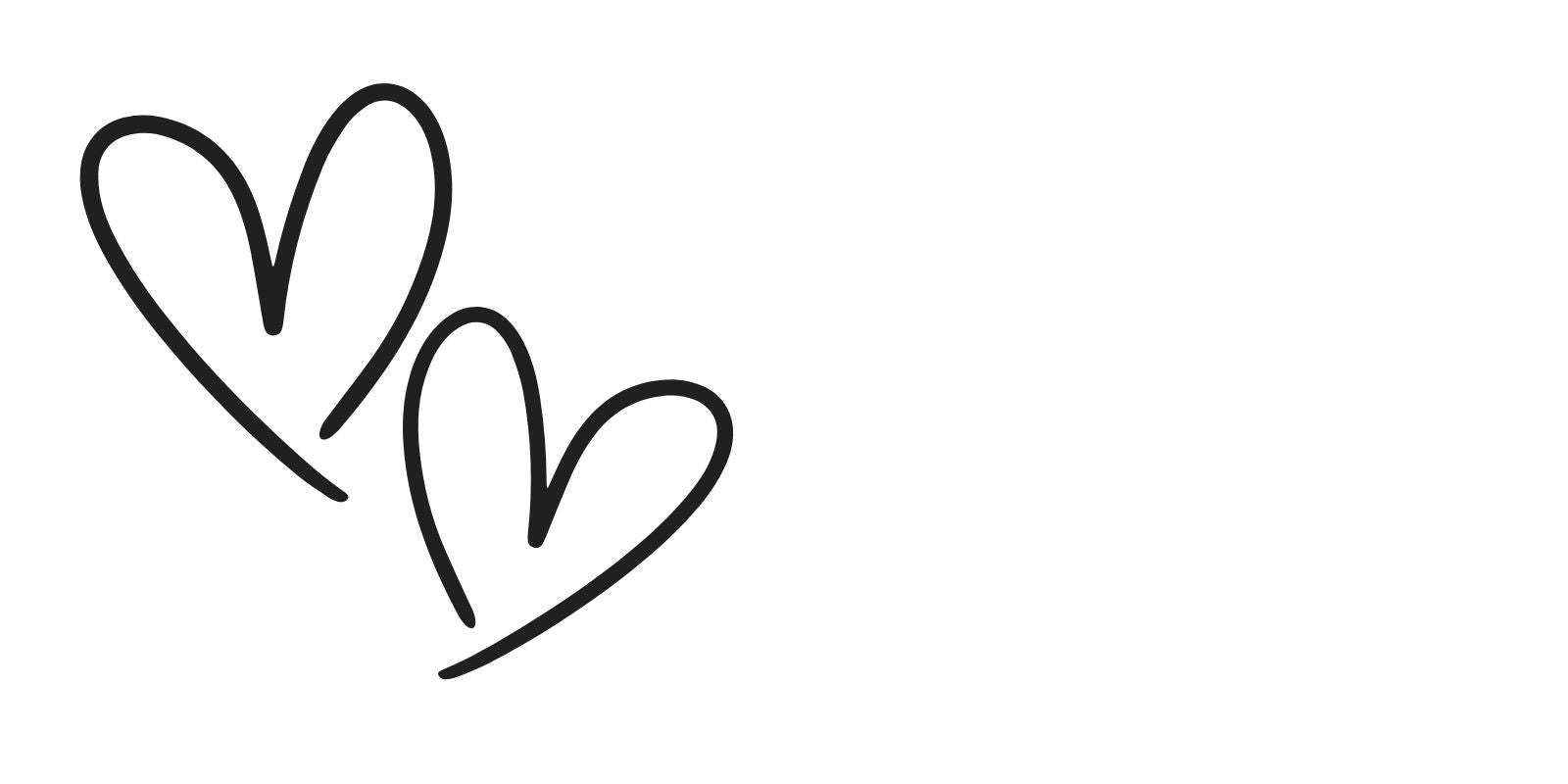 Hand-drawn double heart signature representing Perdie Pagoda founders and sisters Lynae and Leann.