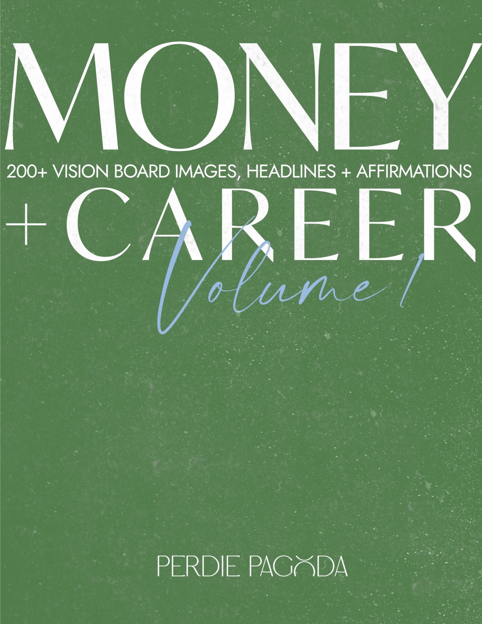 Money and career vision board kit cover in green tones featuring typography representing financial growth, career alignment, and abundance.