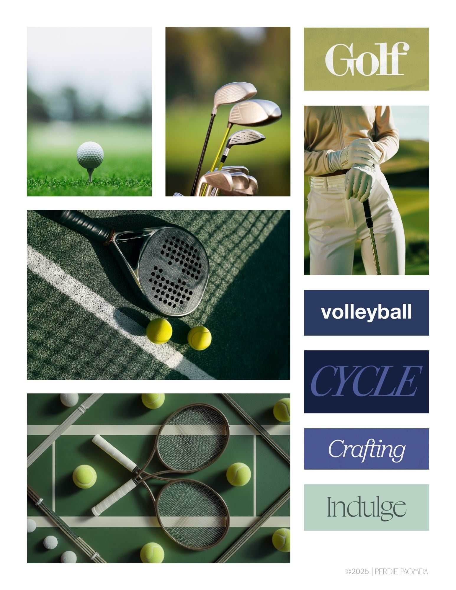 Hobbies and home life vision board kit focused on indulgence, rhythm, crafting, personal pleasures, and cultivating joy in daily living.