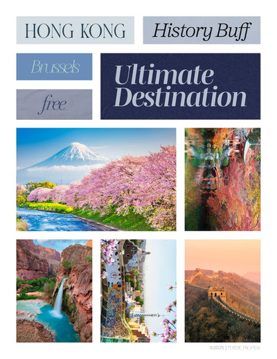 Video preview showcasing Travel and Adventure Volume Two vision board kit contents with global scenery, refined travel aesthetics, and expansive visual themes.